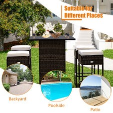 5-Piece Patio Rattan Bar Table Stool Set  product image