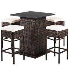 5-Piece Patio Rattan Bar Table Stool Set  product image