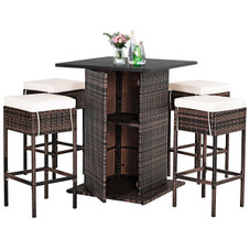 5-Piece Patio Rattan Bar Table Stool Set  product image