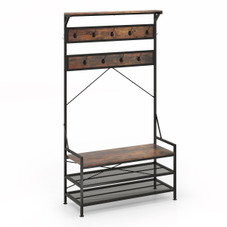  4-in-1 Coat Rack with Hooks and 2-Tier Shoe Rack product image