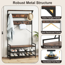  4-in-1 Coat Rack with Hooks and 2-Tier Shoe Rack product image