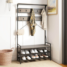  4-in-1 Coat Rack with Hooks and 2-Tier Shoe Rack product image