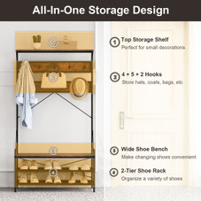  4-in-1 Coat Rack with Hooks and 2-Tier Shoe Rack product image