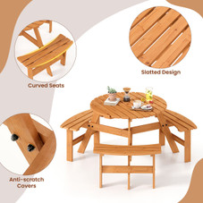 6-Person Round Picnic Table Set with Built-in Benches product image