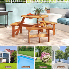 6-Person Round Picnic Table Set with Built-in Benches product image