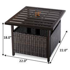 Outdoor Patio PE Rattan Wicker Steel Side Deck Table with Umbrella Hole product image