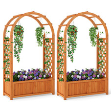 Wooden Raised Garden Bed with Lattice Trellises product image
