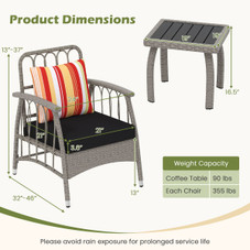 3-Piece Patio Furniture Set with Adjustable Backrests product image