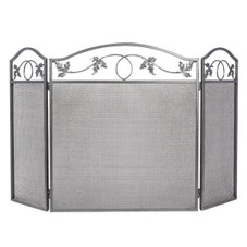 Amagabeli 3-Panel Pewter Wrought Iron Fireplace Screen with Protective Mesh product image