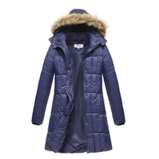 Haute Edition® Women's Mid-Length Puffer Parka Coat with Faux Fur-Lined Hood product image