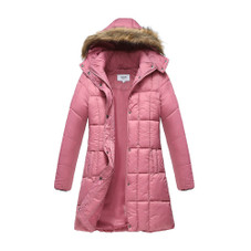 Haute Edition® Women's Mid-Length Puffer Parka Coat with Faux Fur-Lined Hood product image