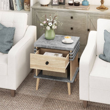 3-Tier Bedside Table with Antique Grey Faux Marble Top product image