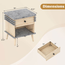 3-Tier Bedside Table with Antique Grey Faux Marble Top product image