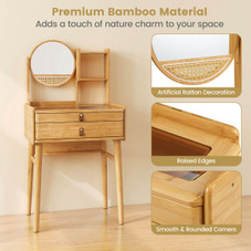 23.5" Compact Makeup Table Set with Stool  product image