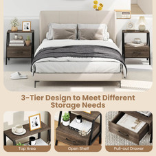  3-Tier Bedside Tables with Drawer product image