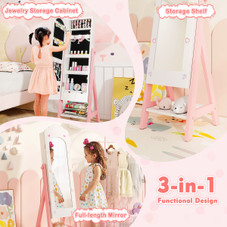 Kids' Freestanding Jewelry Cabinet with Full-Length Mirror product image