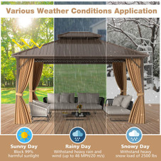 14 x 12-foot Hardtop Gazebo with Curtains and Overhang Eave Design product image