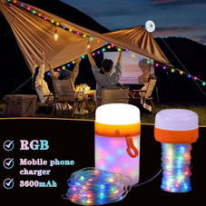 Christmas Decoration Lights Colorful String Night Lamp USB Rechargeable Portable Camping Tent String Lights Festive Atmosphere product image