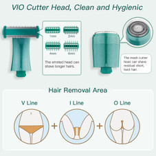 6-in-1 Women Electric Shaver Replaceable Heads for Whole Body Private Epilator Shaving Razor Nose Hair Trimmer Color Green product image