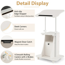 Height-Adjustable Sit-to-Stand Laptop Desk Cart with Storage product image