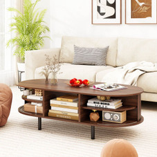 48" Mid Century Center Table with Sliding Fluted Doors product image