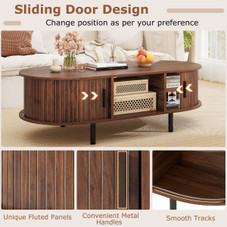 48" Mid Century Center Table with Sliding Fluted Doors product image