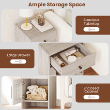 Farmhouse Nightstand Fluted Bed Side Table with Large Drawer product image