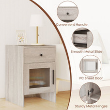 Farmhouse Nightstand Fluted Bed Side Table with Large Drawer product image