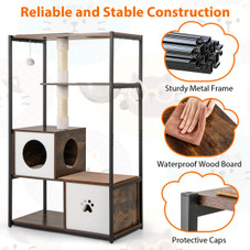  52" Tall Wooden Cat Tree with 2 Large Platforms and Scratching Posts product image