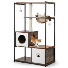  52" Tall Wooden Cat Tree with 2 Large Platforms and Scratching Posts product image