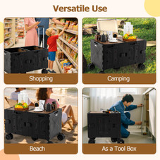 Large Foldable Utility Cart with 2-Tier Storage Crates product image