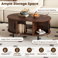 Oval Coffee Table with Sliding Tambour Doors product image