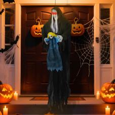 6’11” Sound-Activated Witch Holding Ghost Girl Decoration product image