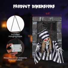 18” Animated Hanging Skull Prisoner Decoration with LED Lights product image