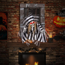 18” Animated Hanging Skull Prisoner Decoration with LED Lights product image