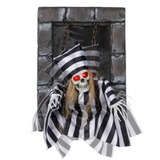18” Animated Hanging Skull Prisoner Decoration with LED Lights product image
