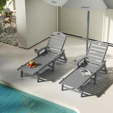 Patio Lounge Chair with Cup Holder and Adjustable Backrest product image