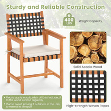 Solid Acacia Wood Patio Chair Set with Padded Seats product image