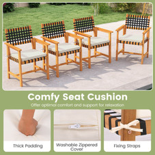 Solid Acacia Wood Patio Chair Set with Padded Seats product image