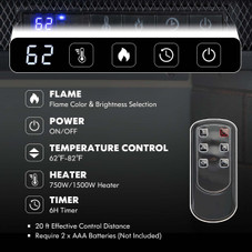 26" Recessed Electric Fireplace Heater with Remote Control product image