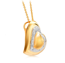 18k Gold Genuine Diamond Puffed Heart Pendant product image