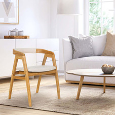 Bamboo Upholstered Dining Chair with Curved Back product image Bamboo Upholstered Dining Chair with Curved Back product image