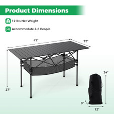 Folding Camping Table with Aluminum Tabletop and Mesh Bag product image