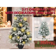 35-inch Snow Flocked Christmas Tree with Pinecones and Red Berries product image 35-inch Snow Flocked Christmas Tree with Pinecones and Red Berries product image