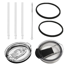 Spill-Proof 30-Ounce Replacement Tumbler Lid, 2 O-Rings, and 3 Straws (2-Pack) product image