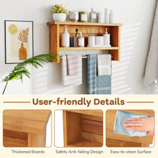 2-Tier Solid Teak Wood Bathroom Shelf product image