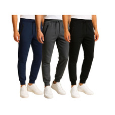 Men's Fleece Joggers with Tech Zipper Pockets (3-Pack) product image