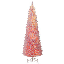 Snow-Flocked Artificial Pink Christmas Tree with LED Lights  product image