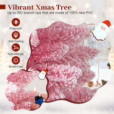 Snow-Flocked Artificial Pink Christmas Tree with LED Lights  product image