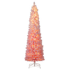 Snow-Flocked Artificial Pink Christmas Tree with LED Lights  product image